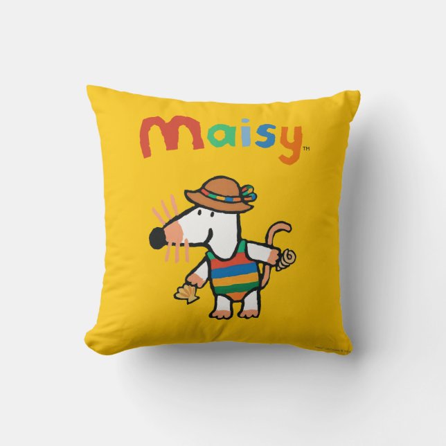 Maisy, die Muscheln am Strand sammelt Kissen (Vorderseite)
