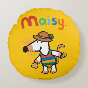 Maisy, die Muscheln am Strand sammelt Rundes Kissen