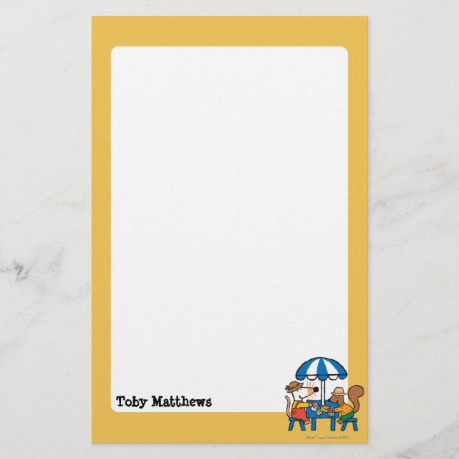 Maisy écrit des cartes postales sous le parapluie (Devant)