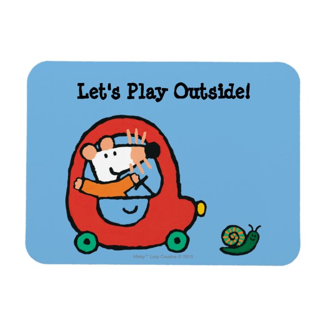 Maisy fährt ein Niedliches rotes Auto Magnet (Horizontal)