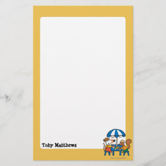 Maisy schreibt Postkarten unter blauen Regenschirm Briefpapier