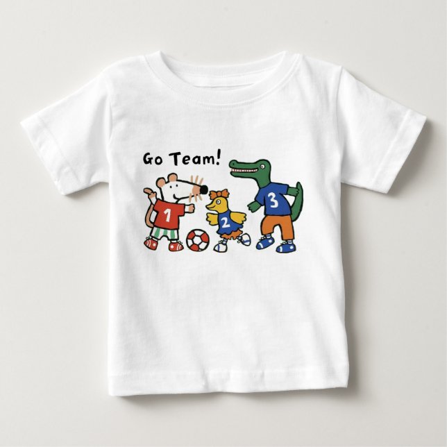 Maisy spielt Fußball, Go Team! Baby T-shirt (Vorderseite)