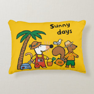 Maisy und Cyril mit Palme am Strand Dekokissen