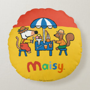 Maisy und Cyril Snacktime am Strand Rundes Kissen
