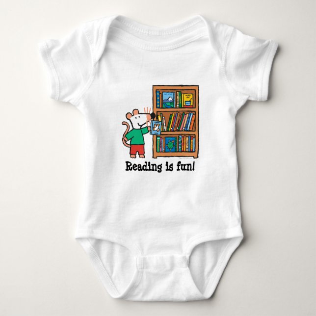 Maisy und ein Bücherregal der Bücher Baby Strampler (Vorderseite)