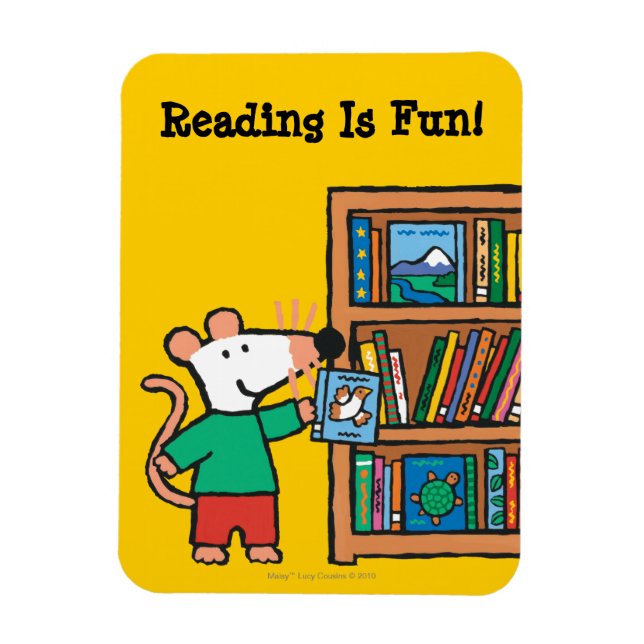 Maisy und ein Bücherregal Magnet (Vertikal)