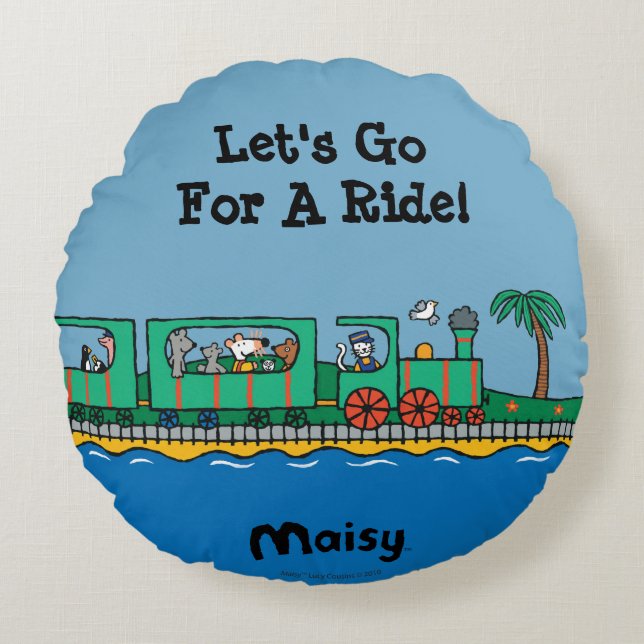 Maisy- und Freund-Fahrt auf grünen Zug Rundes Kissen (Vorderseite)