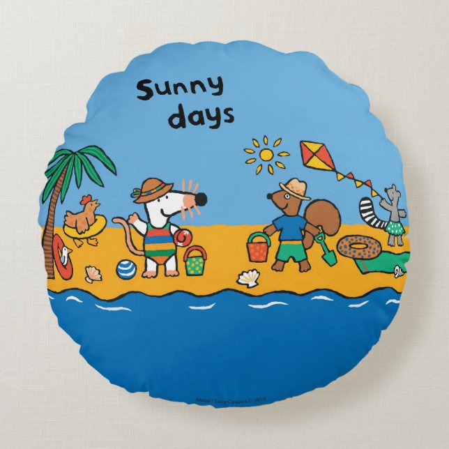 Maisy und Freunde am Strand Rundes Kissen (Vorderseite)