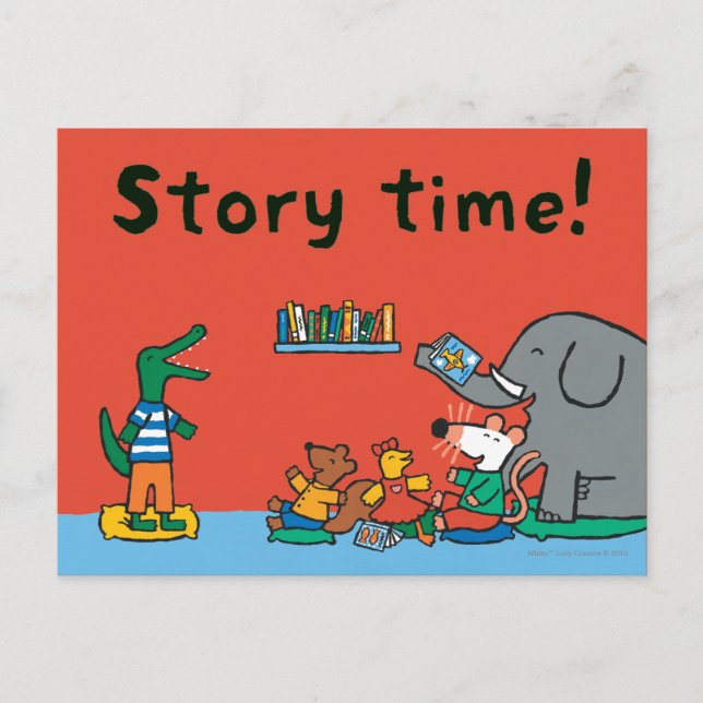 Maisy und Freunde lachen zur Story Time Postkarte (Vorderseite)