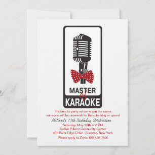 Maître de Karaoke Anniversaire Fête Invitation