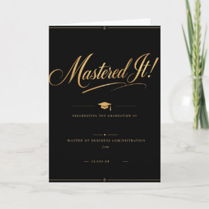 Maîtrisé ! Carte de remise de diplôme MBA Élégan
