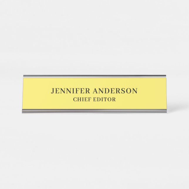 Maize Yellow Professional Modern Plain Minimalist Schreibtischnamensplakette (Vorderseite )
