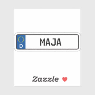 Maja German Car License Plate Aufkleber