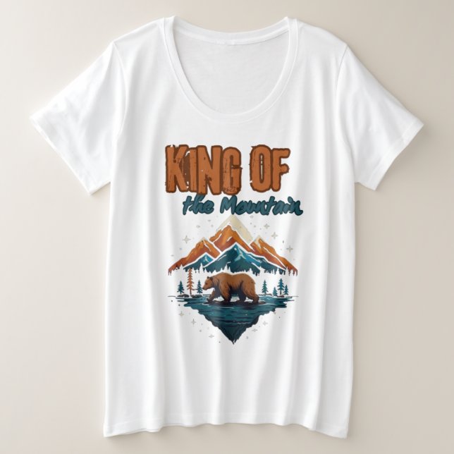 Majestät Berg: Brauner Bär im Grünen Große Größe T-Shirt (Design vorne)