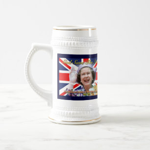MAJESTÄT Königin Elizabeth II sechzigjähriges Bierglas