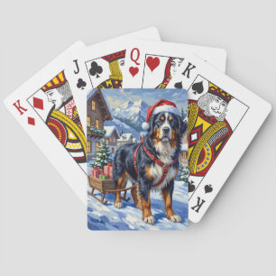 Majestätiger Berner Sennenhund Alpen-Weihnachten Spielkarten