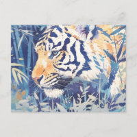 Majestätiger blauer Tiger im Wasserfarbenstil