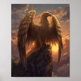Majestätiger Goldener Adler Fantasy – Mythischer P Poster