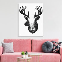 Majestätiger Hirsch Wald Doppelbelichtung Leinwand