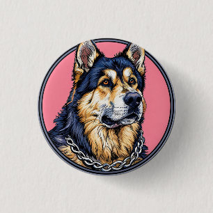 Majestätiger Hund mit kräftigen Farben Button