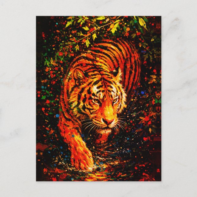 Majestätiger im Wasser Farbiger Spritzer Postkarte (Vorderseite)