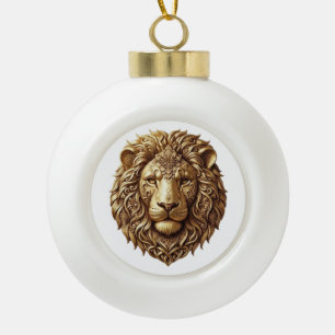 Majestätiger Löwenkopf-Stammes-Schmuck Kunst Feier Keramik Kugel-Ornament
