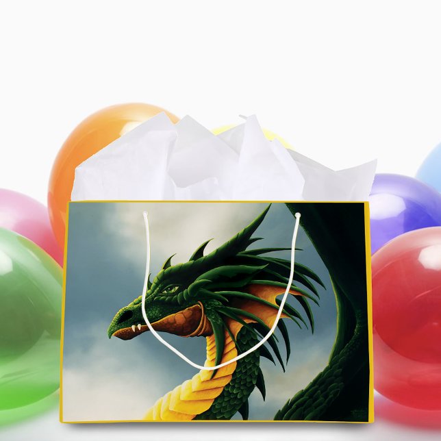 Majestätiger Smaragdgrüner Drache Fantasy Große Geschenktüte (Von Creator hochgeladen)