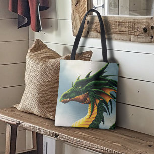 Majestätiger Smaragdgrüner Drache Fantasy Tasche