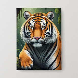 Majestätiger Tiger im Dschungel Button
