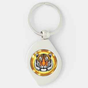 Majestätiger Tigerkopf mit leuchtenden goldenen Li Schlüsselanhänger