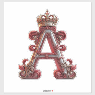 Majestätiger verzierter Buchstabe A mit Krone Aufkleber