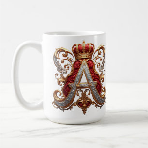 Majestätiger verzierter Buchstabe A mit Krone Kaffeetasse