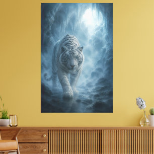 Majestätiger Weißer Tiger unter dem Vollmond Bla Leinwanddruck