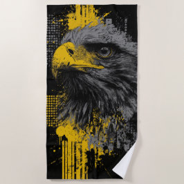 Majestätiges Adler-Urban-Grunge-Porträt Strandtuch