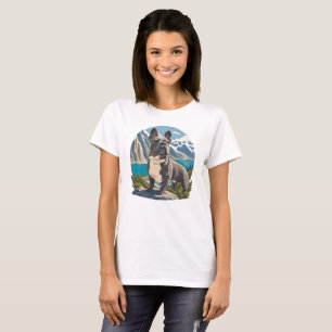 Majestätiges Französische Bulldogge Bergsee Abente T-Shirt