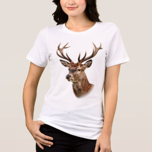 Majestätiges Hirschporträt mit großen Geweihen Tri-Blend Shirt