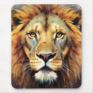 Majestätiges Löwen-Spirit-Wasserfarbenporträt Mousepad