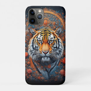 Majestätiges Tigerporträt umgeben von Blumen Case-Mate iPhone Hülle