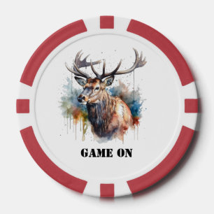 Majestätiges Wasserfarben-Elch-Porträt, individuel Pokerchips