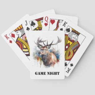 Majestätiges Wasserfarben-Elch-Porträt, individuel Spielkarten