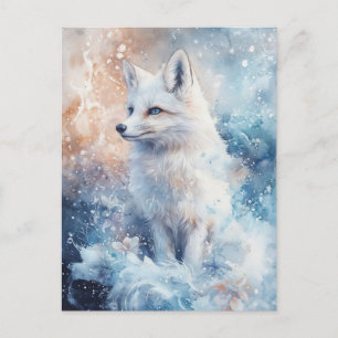Majestätiges Wasserfarbenportrait eines Weißen Fuc Postkarte