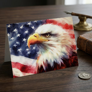 Majestätiges Weißkopfseeadler-Porträt mit amerikan Dankeskarte