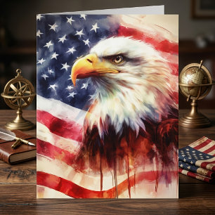 Majestätiges Weißkopfseeadler-Porträt mit amerikan Dankeskarte