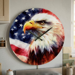 Majestätiges Weißkopfseeadler-Porträt mit amerikan Große Wanduhr