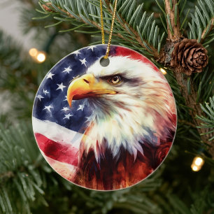 Majestätiges Weißkopfseeadler-Porträt mit amerikan Keramik Ornament