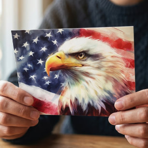 Majestätiges Weißkopfseeadler-Porträt mit amerikan Postkarte