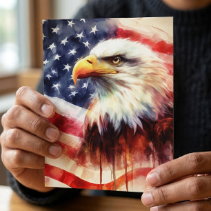 Majestätiges Weißkopfseeadler-Porträt mit amerikan Postkarte