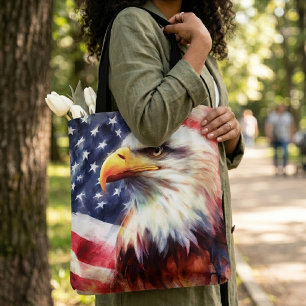 Majestätiges Weißkopfseeadler-Porträt mit amerikan Tasche