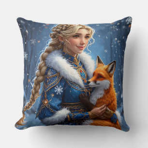 Majestätiges Winterporträt einer Frau Kissen