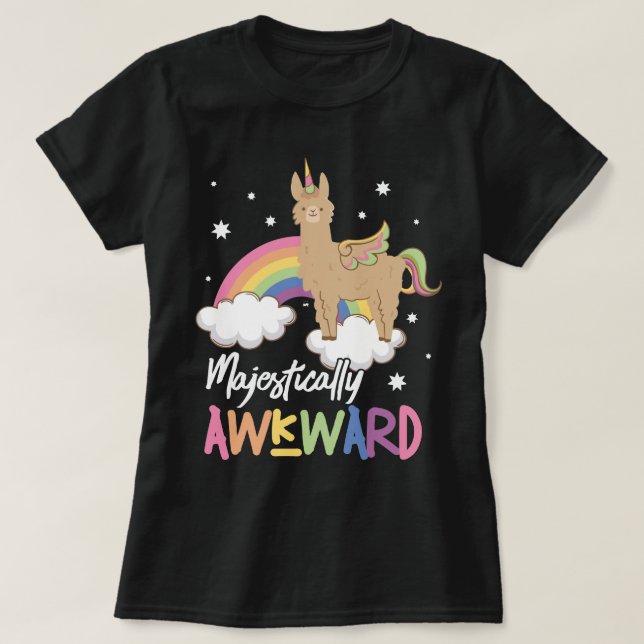 Majestätisch ungeschickter niedlicher LamaUnicorn T-Shirt (Design vorne)